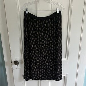 J. Jill Black and Gold Patterned A-Line Skirt